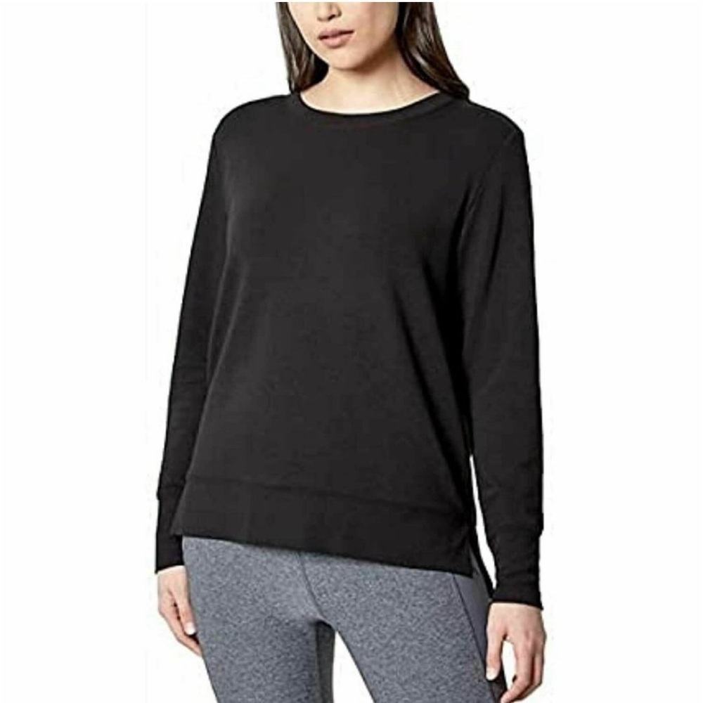 Mondetta Long Sleeve Brushed Tencel Modal Tunic Top Sweatshirt‎ Black
